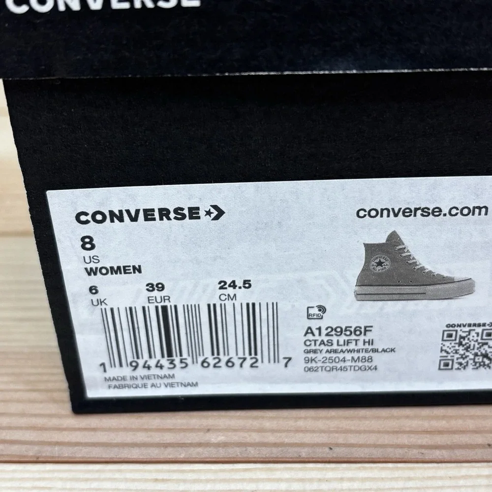 Converse Chuck Taylor All Star Lift Platform Hi Gray Sneakers Womens Sz 8